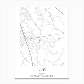 Lint,Belgium Minimalist Map Canvas Print