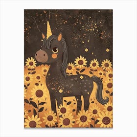 Unicorn In A Sunflower Field Muted Pastels 1 Canvas Print