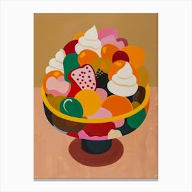 Fruit Trifle Beige & Pink Illustration Canvas Print