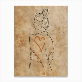 line art of a woman with a heart Canvas Print