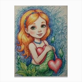 Mermaid With Heart 1 Canvas Print