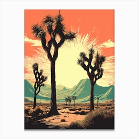  Retro Illustration Of A Joshua Trees At Sunset 3 Canvas Print