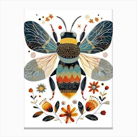 Colourful Insect Illustration Bee 2 Canvas Print