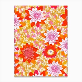 Water Lily Floral Print Warm Tones 1 Flower Canvas Print