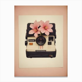 Polaroid Camera With Flowers Canvas Print