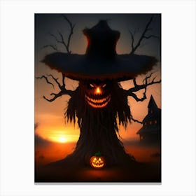 Scary Halloween Tree Canvas Print
