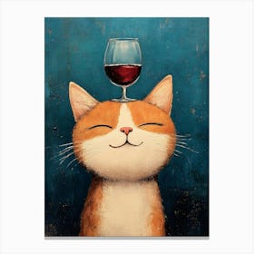 Cat Balances Wine 2 Canvas Print