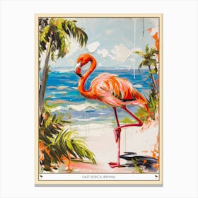 Greater Flamingo East Africa Kenya Tropical Illustration 2 Poster Canvas Print