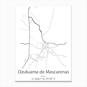 Ozuluama De Mascarenas,Mexico Minimalist Map Canvas Print