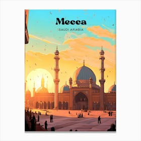 Mecca Saudi Arabia Mosque Travel Art Illustration Canvas Print