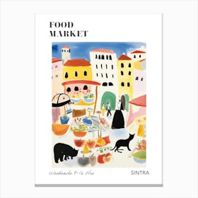 The Food Market In Sintra 4 Illustration Poster Canvas Print