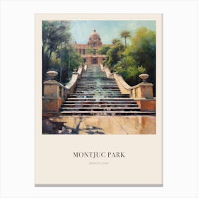 Montjuc Park Barcelona 3 Vintage Cezanne Inspired Poster Canvas Print