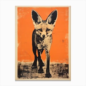 Fennec Fox, Woodblock Animal Drawing 2 Canvas Print