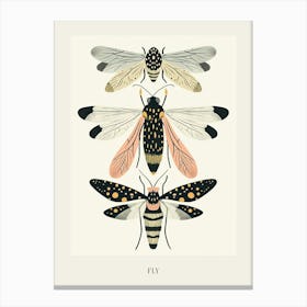 Colourful Insect Illustration Fly 3 Poster Canvas Print