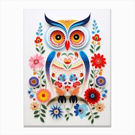 Scandinavian Bird Illustration Snowy Owl 2 Canvas Print