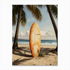 Surfboard On The Beach Canvas Print