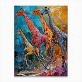 Giraffe Herd Running Canvas Print