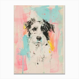 Colourful Polish Lowland Sheepdog Dog Line Illustration 1 Canvas Print