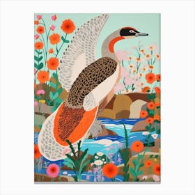 Maximalist Bird Painting Common Loon 1 Canvas Print