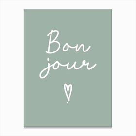 Bonjour Sage Green Canvas Print