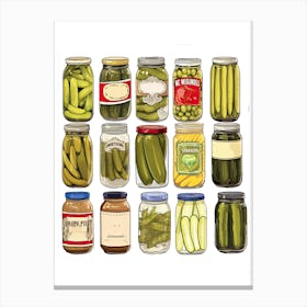 Pickles And Pickles Jars Illustration 2 Canvas Print