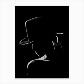Silhouette Of A Woman In A Hat Canvas Print