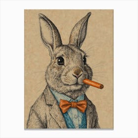 Rabbit Smoking Cigar 1 Canvas Print