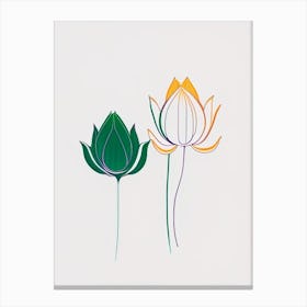 Double Lotus Minimal Line Drawing 4 Canvas Print