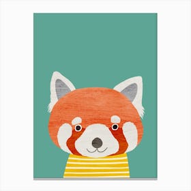 Red Panda Teal Canvas Print