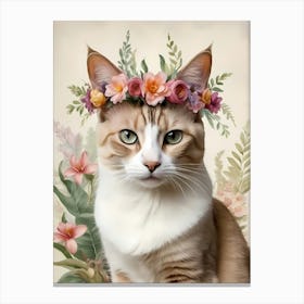 Balinese Javanese Cat With Flower Crown (16) Canvas Print