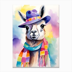 Llama With Scarf Canvas Print