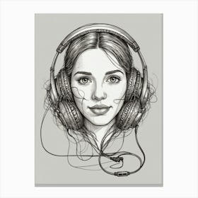 Girl With Headphones 1 Canvas Print