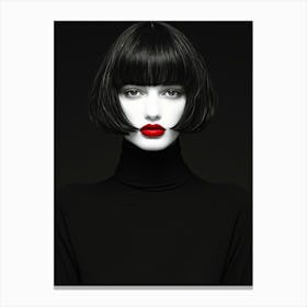 Black Woman With Red Lips Canvas Print