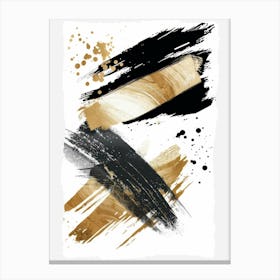 Gold And Black Brush Strokes 10 Canvas Print