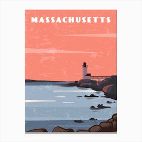 Massachusetts, USA — Retro travel minimalist poster Canvas Print