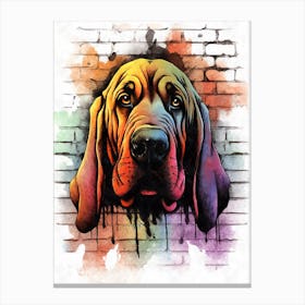Aesthetic Bloodhound Dog Puppy Brick Wall Graffiti Artwork Canvas Print
