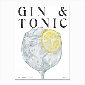 Watercolour Gin And Tonic Canvas Print