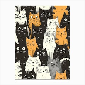 Perfectly Repeatable Artwork With Cute Cat Faces 84 Canvas Print