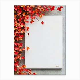 Autumn Leaves Scattered Asymmetrically Across A White Canvas Single Red Berry Placed Off Center Em (4) Canvas Print