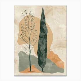 Cypress Tree Minimal Japandi Illustration 2 Canvas Print