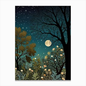 Night In The Forest Style William Morris Canvas Print