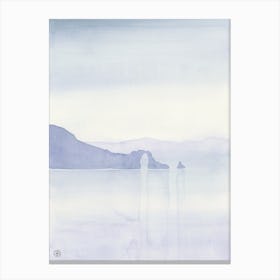 Violet Sea Arch watercolor painting minimal minimalist purple still life sea seascape vertical light lavender living room bedroom Canvas Print