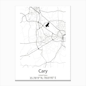 Cary,United States Minimalist Map 1 Canvas Print