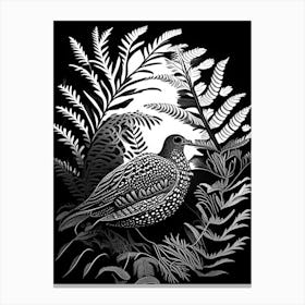 Buttonquail Fern Linocut Canvas Print