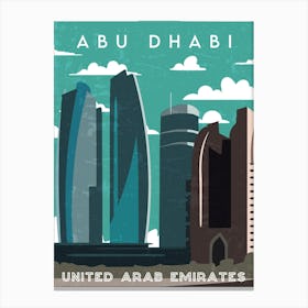 Abu Dhabi, UAE — Retro travel minimalist poster 1 Canvas Print