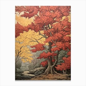 Slippery Elm 3 Vintage Autumn Tree Print  Canvas Print