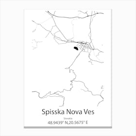 Spisska Nova Ves,Slovakia Minimalist Map Canvas Print