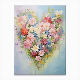 Wildflower Detailed Line Heart Painting 3 Canvas Print