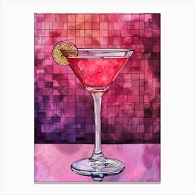 Porn Star Martini Cocktail Watercolour 2 Canvas Print