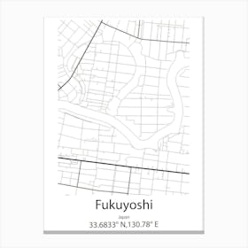 Fukuyoshi,Japan Minimalist Map Canvas Print